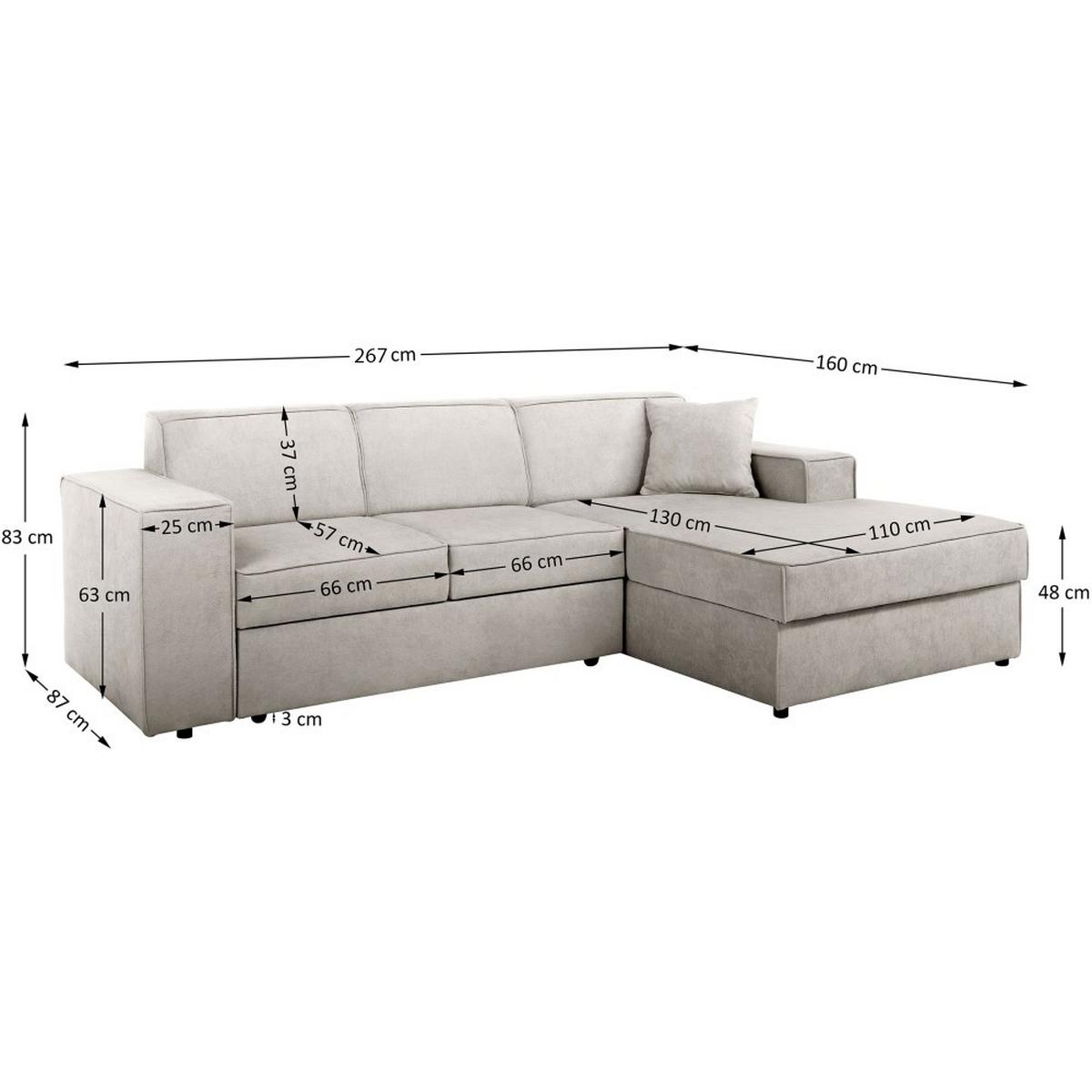 ECKSCHLAFSOFA mit Schlaffunktion Pedro L hellgrau links - Hellgrau/Schwarz, Kunststoff/Textil (267/160cm) - Beautysofa