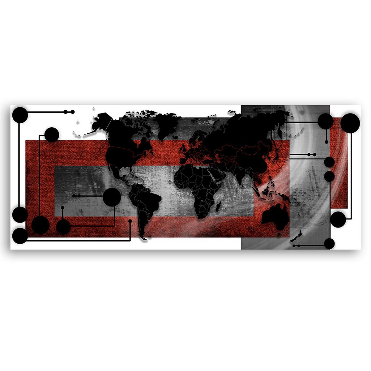 WANDBILD weltkarte abstrakt - Grau, Textil (90/30cm) - Feeby
