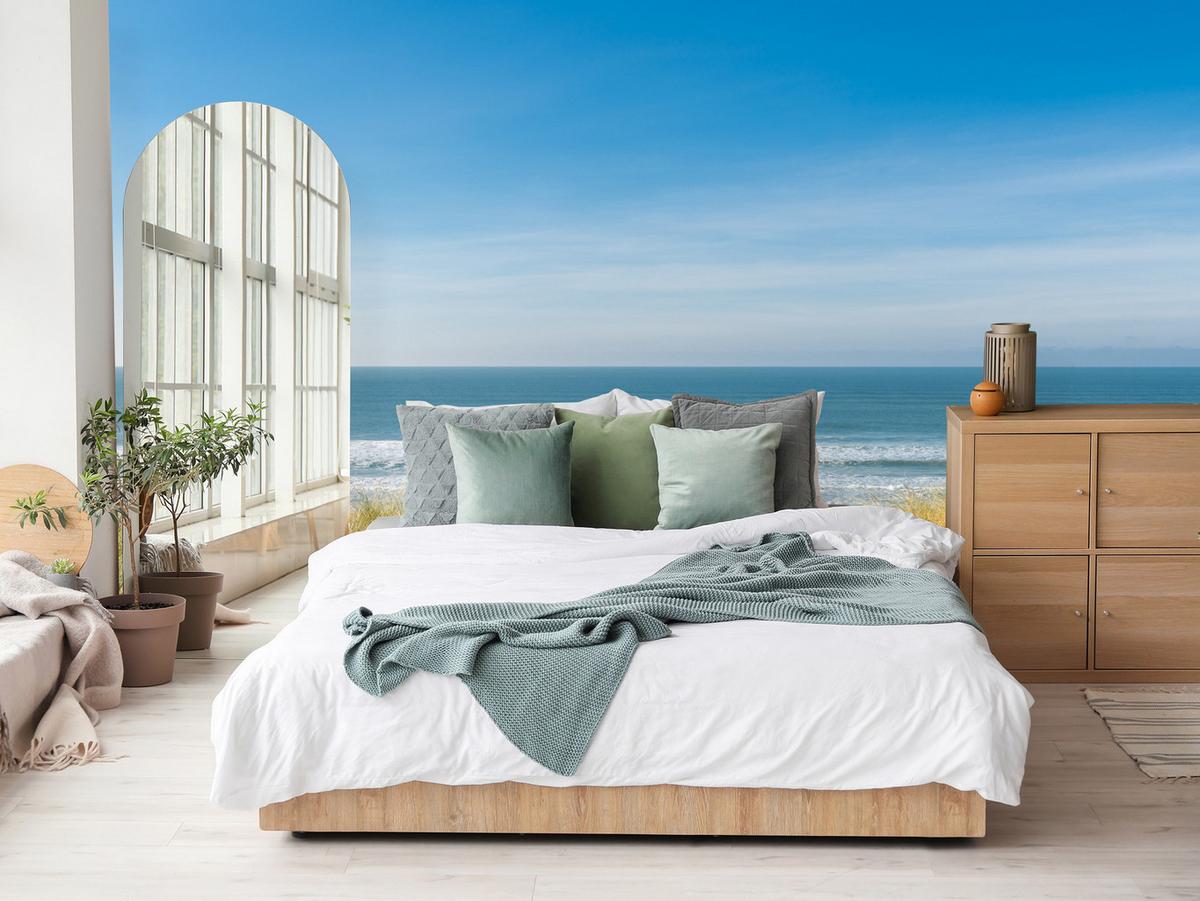 FOTOTAPETE Strand Meer Landschaft 3D 300x210 - Blau/Beige, Papier (300/210cm) - Muralo