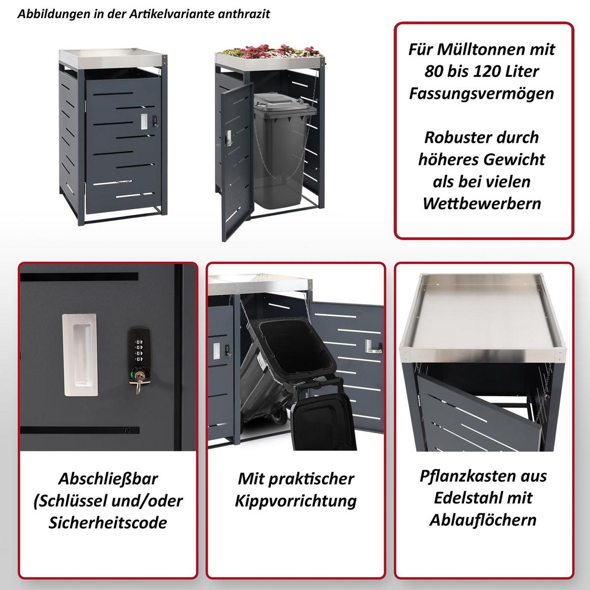 MÜLLTONNENVERKLEIDUNG H40B rechteckig Anthrazit - Anthrazit, Metall (60/110/62cm) - MCW