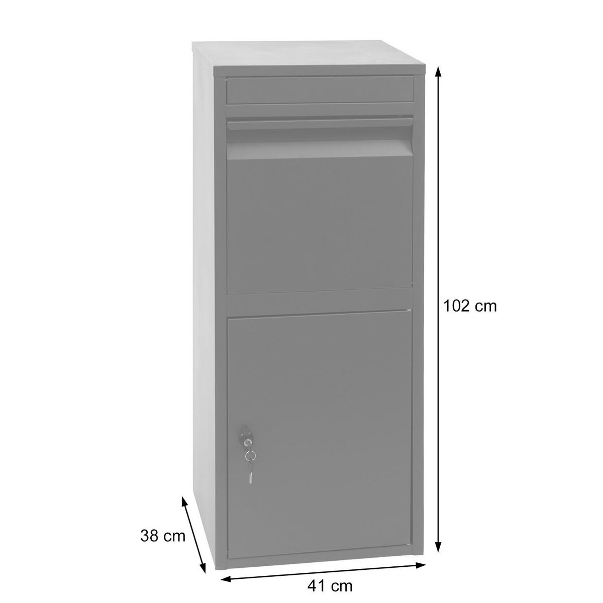 PAKETKASTEN GRÖßE L rechteckig Anthrazit, Dunkelbraun - Anthrazit/Dunkelbraun, Metall (41/102/38cm) - MCW