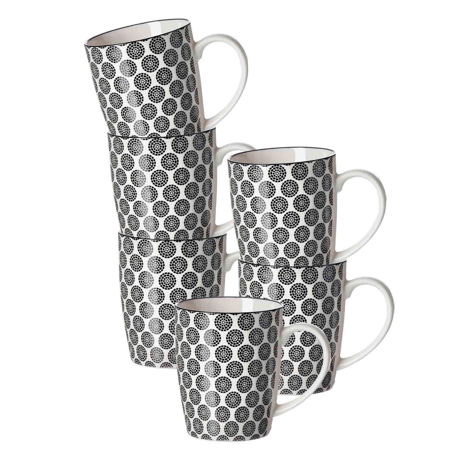 HENKELBECHER Takeo Circles schwarz-weiß 350 ml 6er Set - Schwarz/Weiß, Keramik (0.35L) - Ritzenhoff Breker
