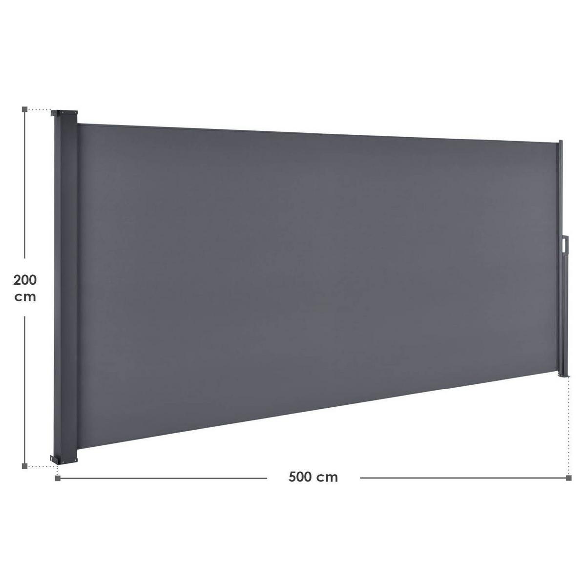 SEITENMARKISE Dubai dunkelgrau 500x190 cm - Grau, Kunststoff (500/190/500cm) - Juskys