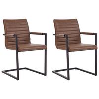 KONFERENZSTUHL 2er-Set Kunstleder Braun Buford - Braun, Kunststoff (52/87/54cm) - Beliani