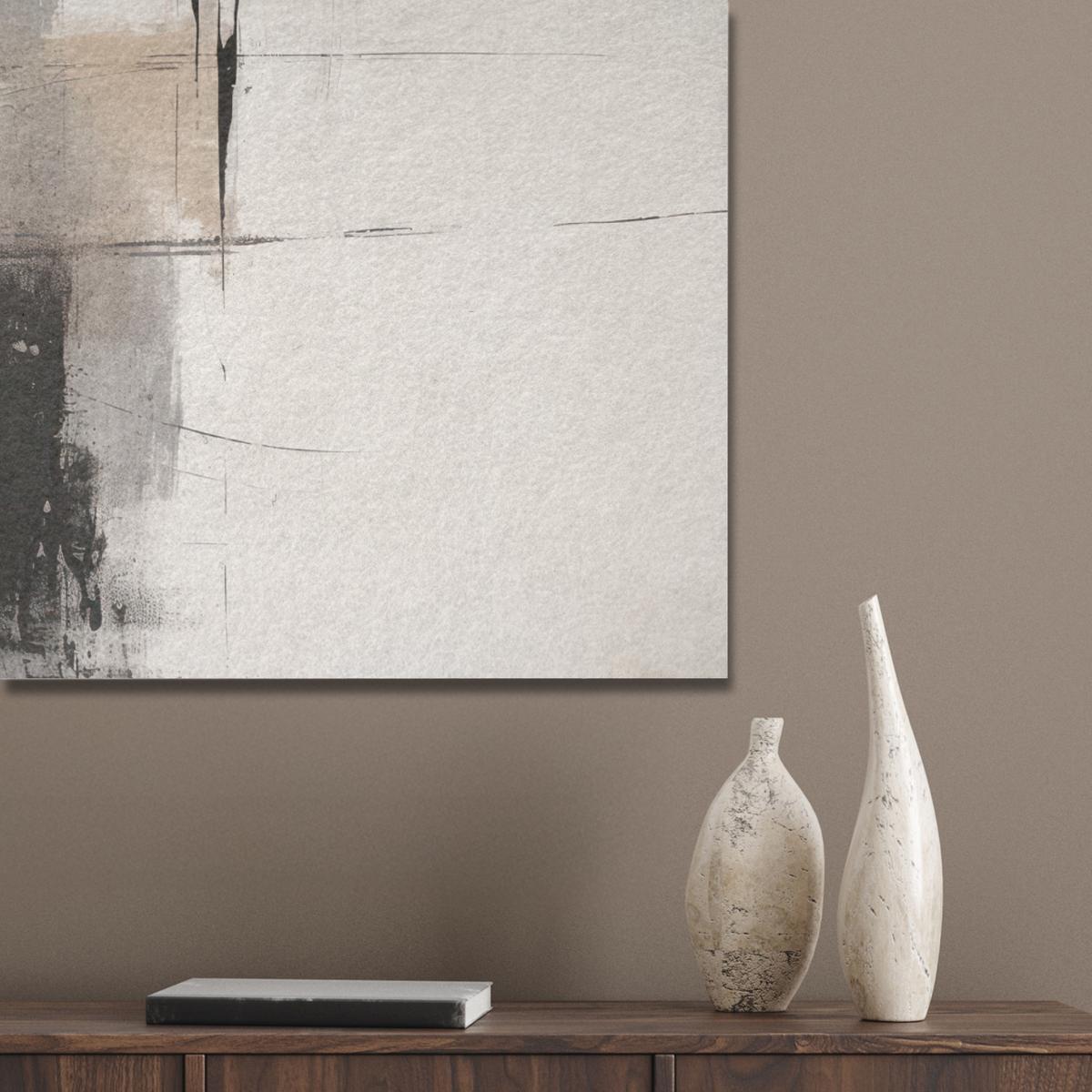 AKUSTIKBILD Abstrakt - Kunst - Grau Wandbilder 60x80 cm - Hellgrau, Kunststoff (60/80/0.9cm) - MuchoWow