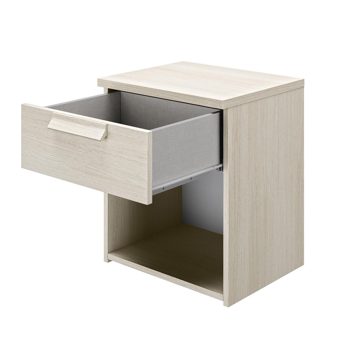 NACHTTISCH 1 Schublade Cyrus - Französische Herstellung - 43/36/50 cm - Eschefarben, Holzwerkstoff (36/50/36cm) - Calicosy