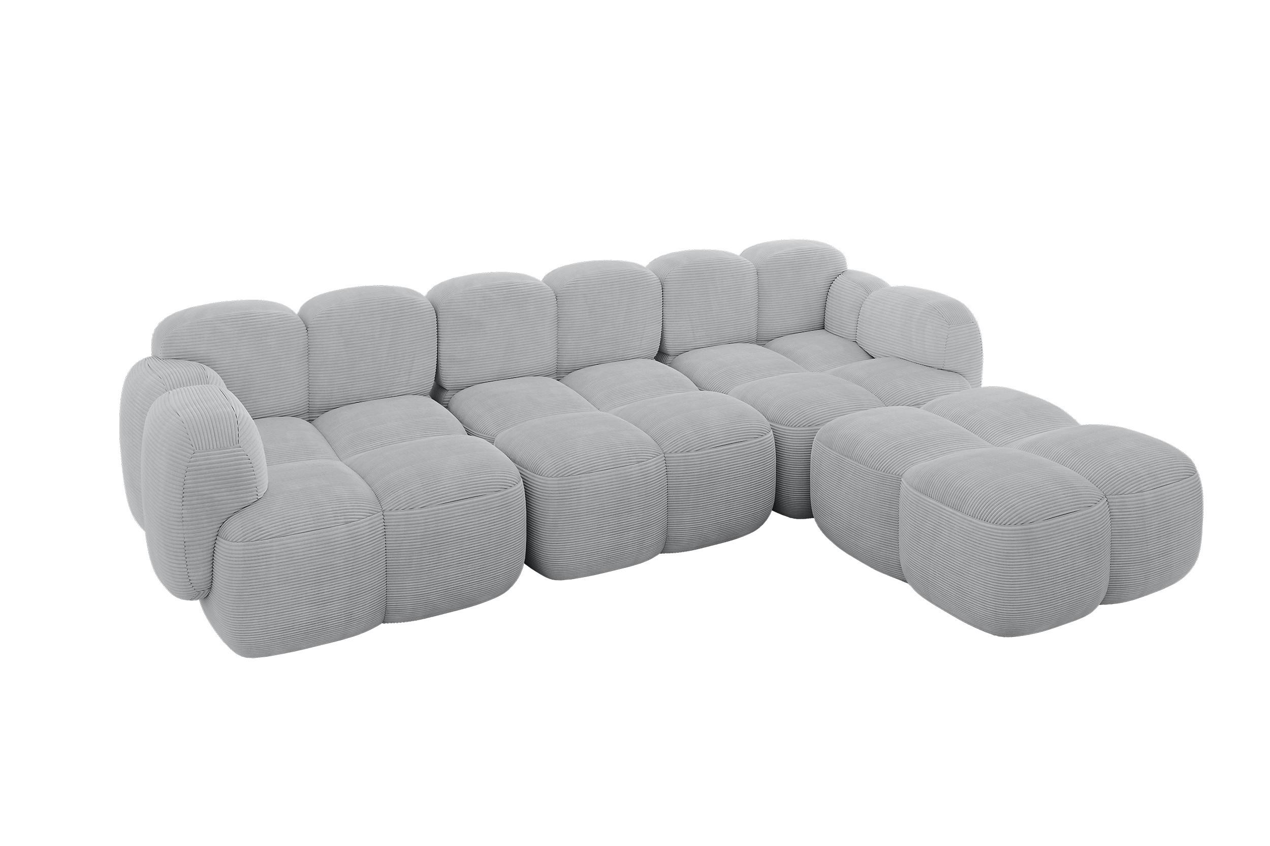 ECKSOFA modulares Sofa Rechts Miko-L2 302x205x75 Grau Cord - Anthrazit/Schwarz, Holzwerkstoff/Kunststoff (302/205cm) - ALTDECOR