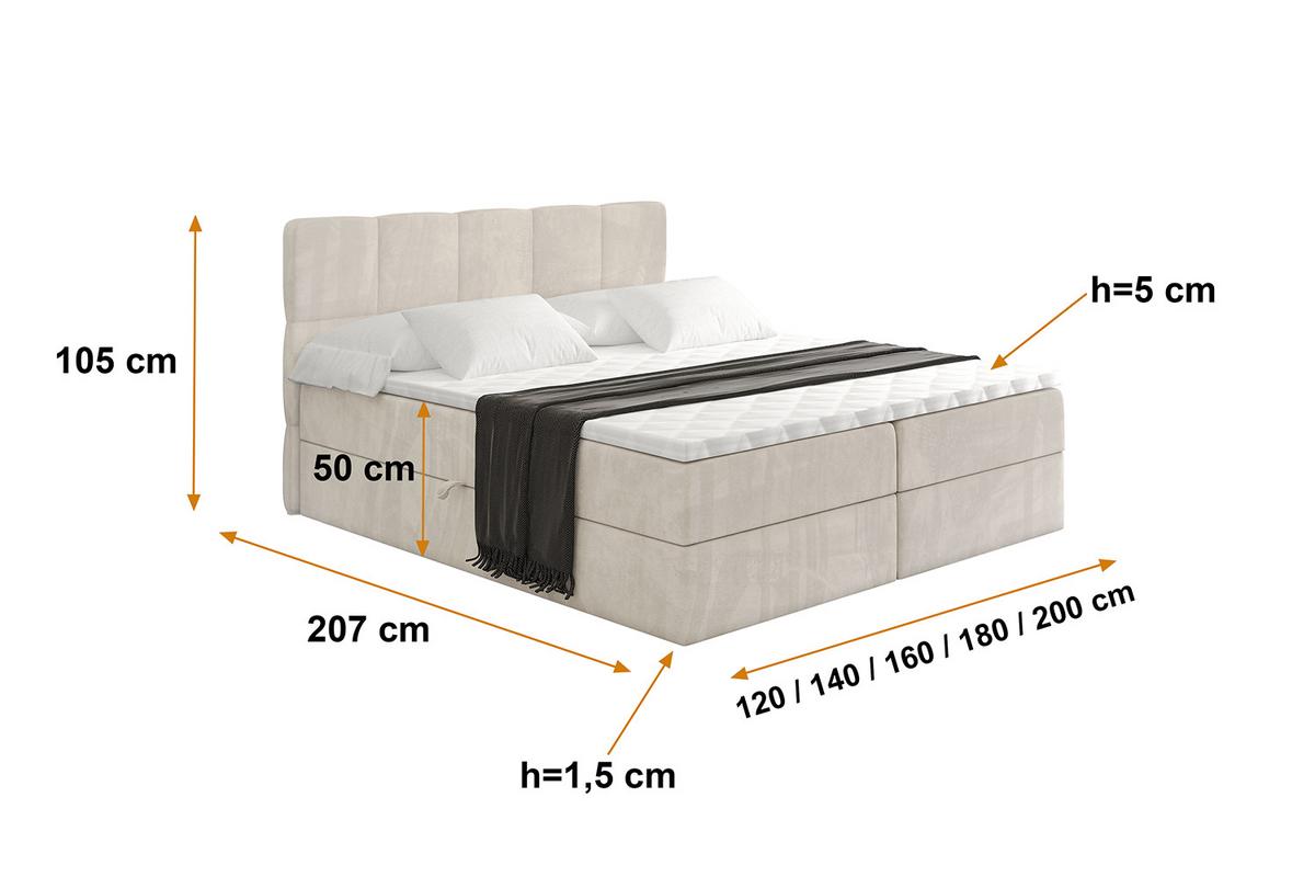 BOXBETT mit Matratze H3 und Lattenrost - LIRO - 160x200 - Beige Casablanca - Beige, Holzwerkstoff/Kunststoff (160/200cm) - ALTDECOR