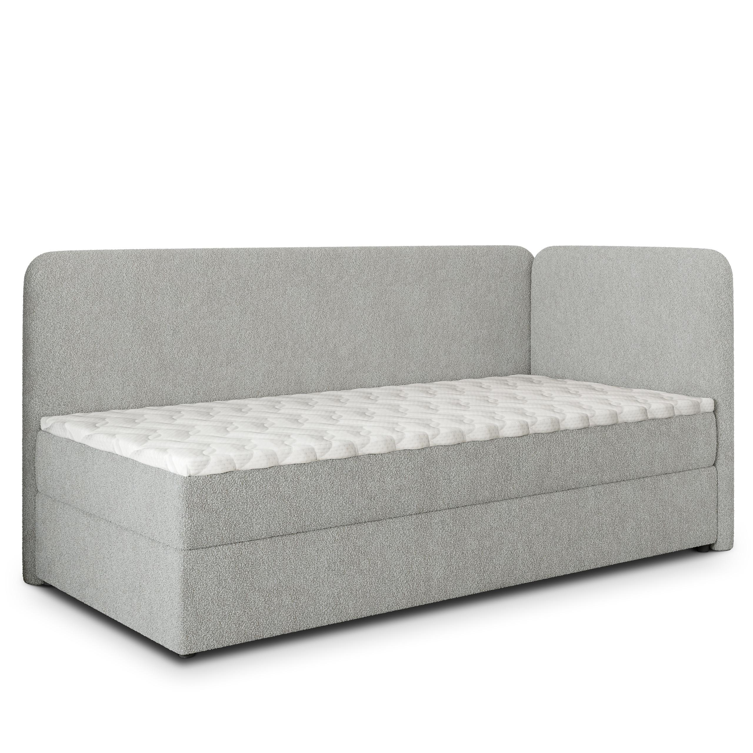 BOXBETT GINA 100x200 cm mit Matratze und Topper, H2+H3 - Hellgrau - Hellgrau, Holz (100/200cm) - MASSENO