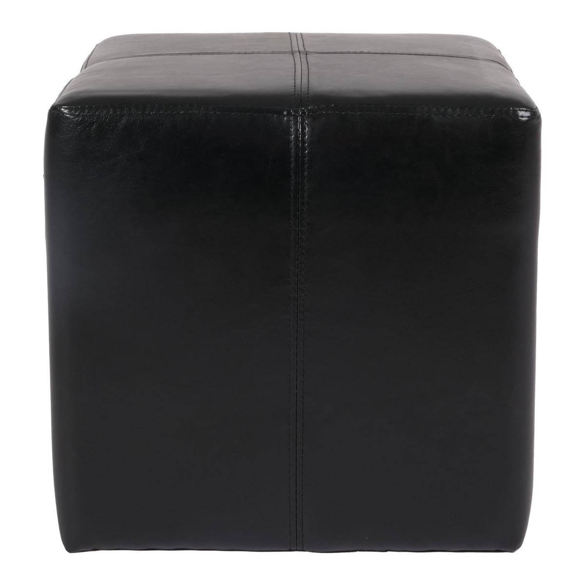 SITZHOCKER Schwarz - Schwarz, Leder (36/36/36cm) - MCW