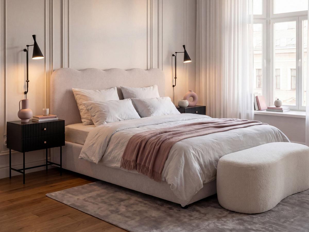 BETT mit Stauraum 180/200 Stoff Hellbeige Nanterre - Beige, Textil (180/200cm) - Beliani