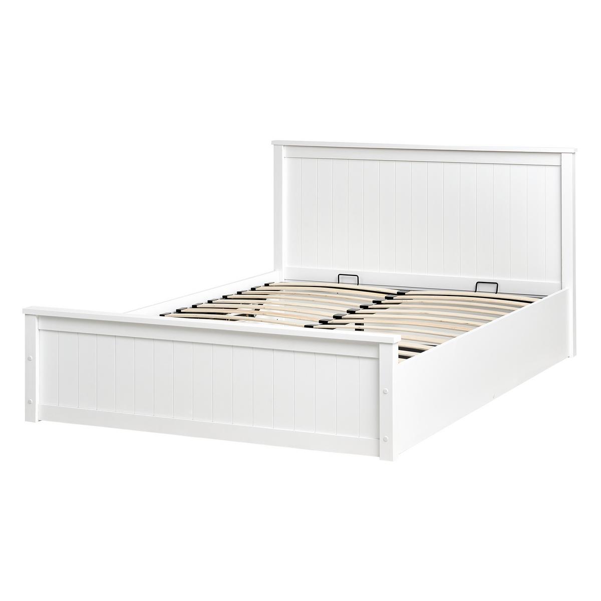BETT mit Stauraum 140/200 Kiefernholz Weiß Lambres - Weiß, Holz (140/200cm) - Beliani