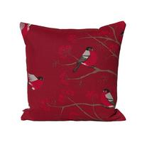 KISSENHÜLLE Beeren Vögel Baumwolle marsala 40/40 cm - Rot, Textil (40/40cm) - beties Heimtextil