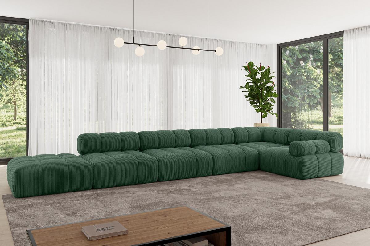 ECKSOFA modulares Sofa Felto-L3 - 475x190x70 cm Grün Cord - Grün, Holzwerkstoff/Textil (475/190cm) - ALTDECOR
