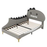 KINDERBETT pu dinosaurier design 90x200cm mit lattenrost - Grau, Leder (90/200cm) - Urban Meuble