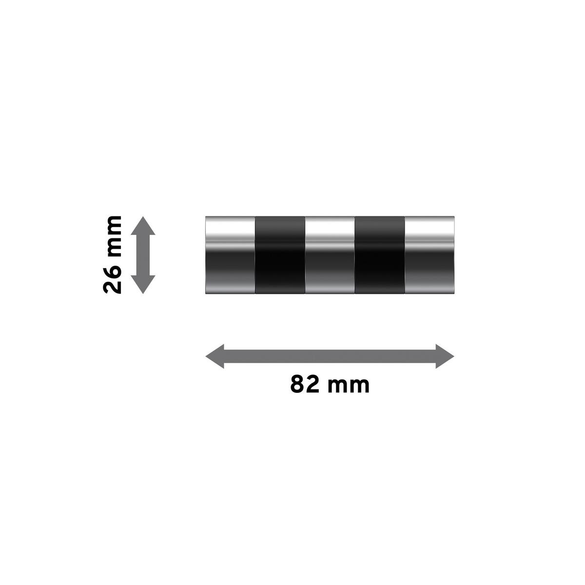ENDSTÜCKE FÜR GARDINENSTANGEN 20 mm Ø, Mavell Chrom/Schwarz, Packung 2 Stück - Chromfarben/Schwarz, Metall (8.2/2.6/2.6cm) - INTERDECO