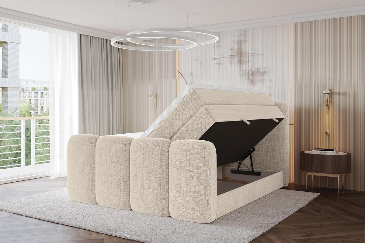 BOXBETT mit Matratze H3|H4 und Lattenrost - NINA-Z KING - 200x200 cm Aragon - Beige - Beige, Holzwerkstoff (200/200cm) - ALTDECOR