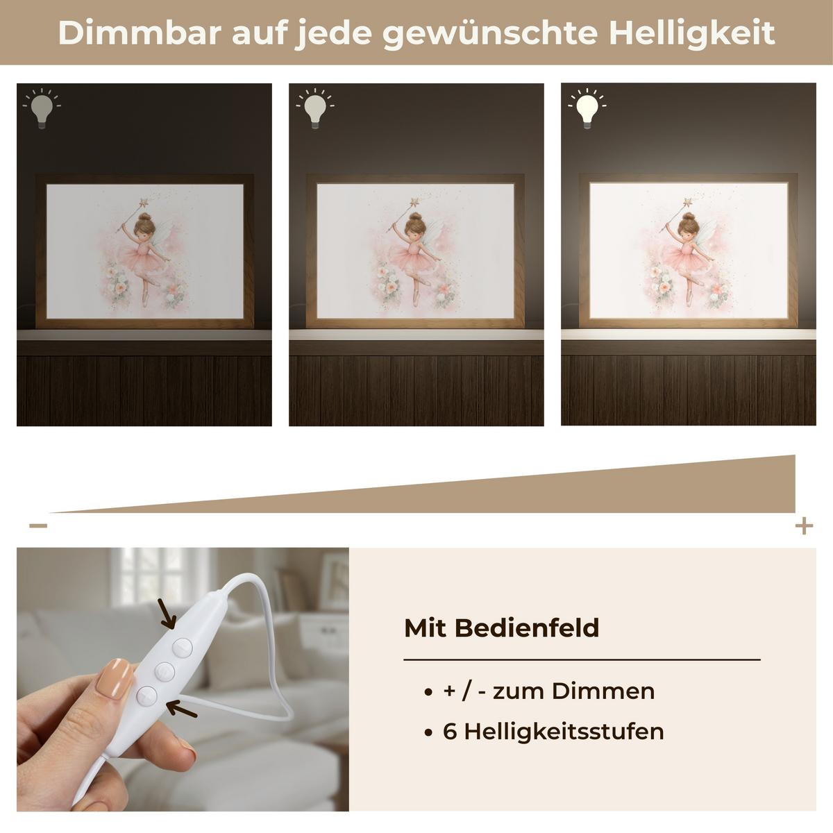 WANDLEUCHTE Ballerina - Fee - Blumen - Rosa 30x20 cm - Rosa, Holzwerkstoff (30/20/8cm) - OnlyWow