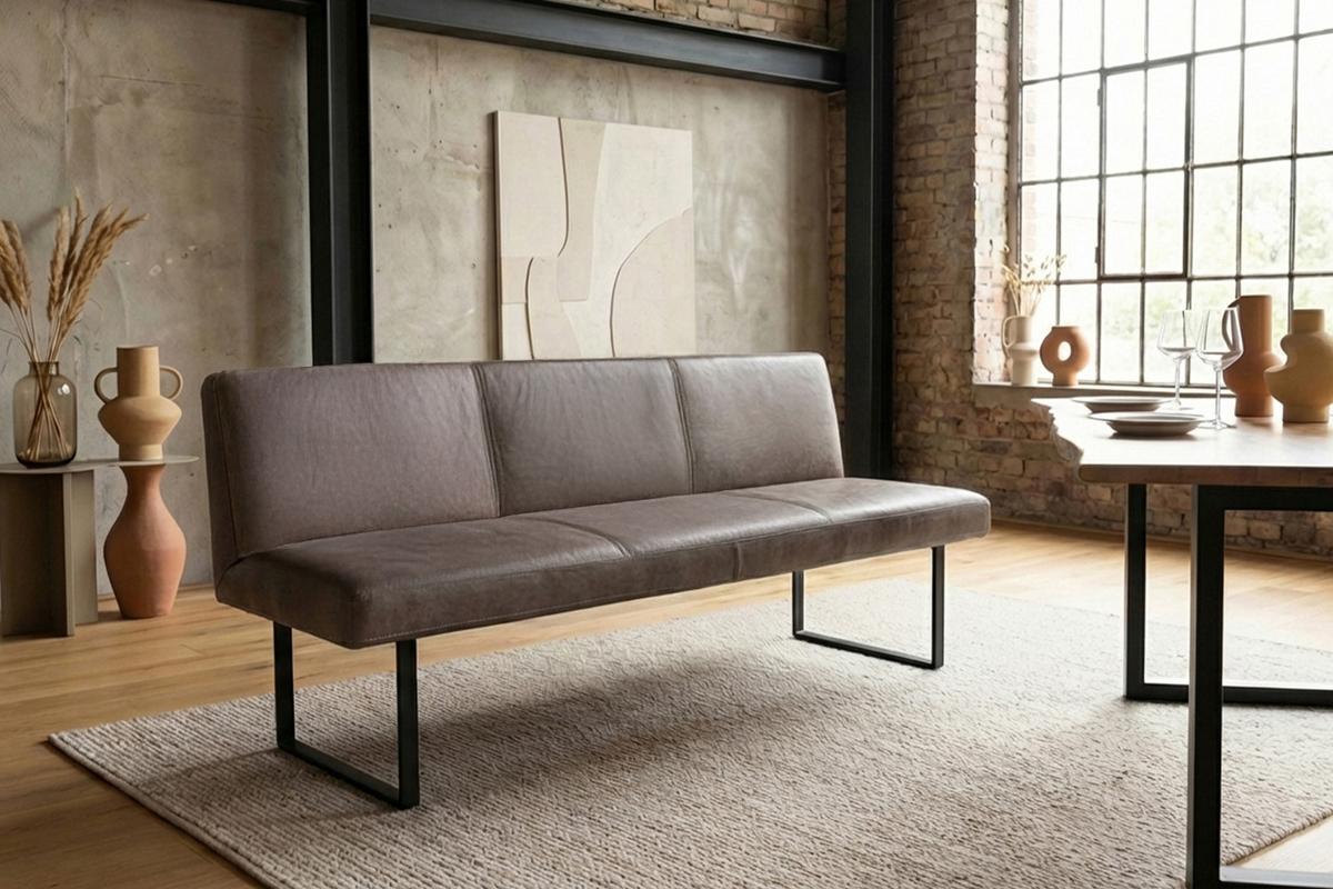 ESSZIMMERBANK ELEEN Dunkelbraun Leder - Dunkelbraun, Leder (243/85/69cm) - KAWOLA