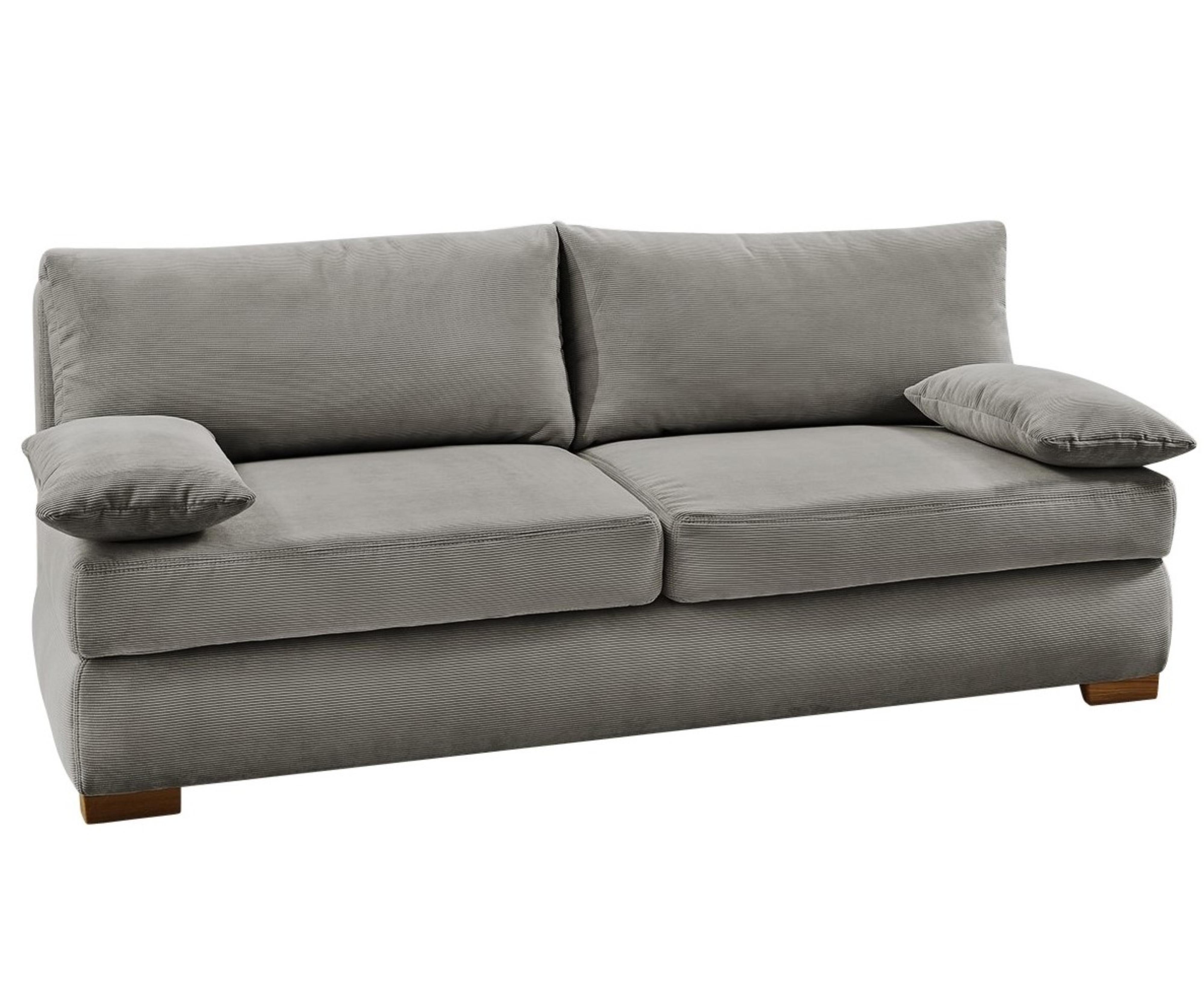 DAUER-SCHLAFSOFA Federkern Topper Bettkasten B201/T110/H88 cm, Liegefläche 160x200 cm, Feincord Hellgrau / 15152 - Wildeiche/Eiche Bianco, Holz/Textil (201/88/110cm) - luma-home