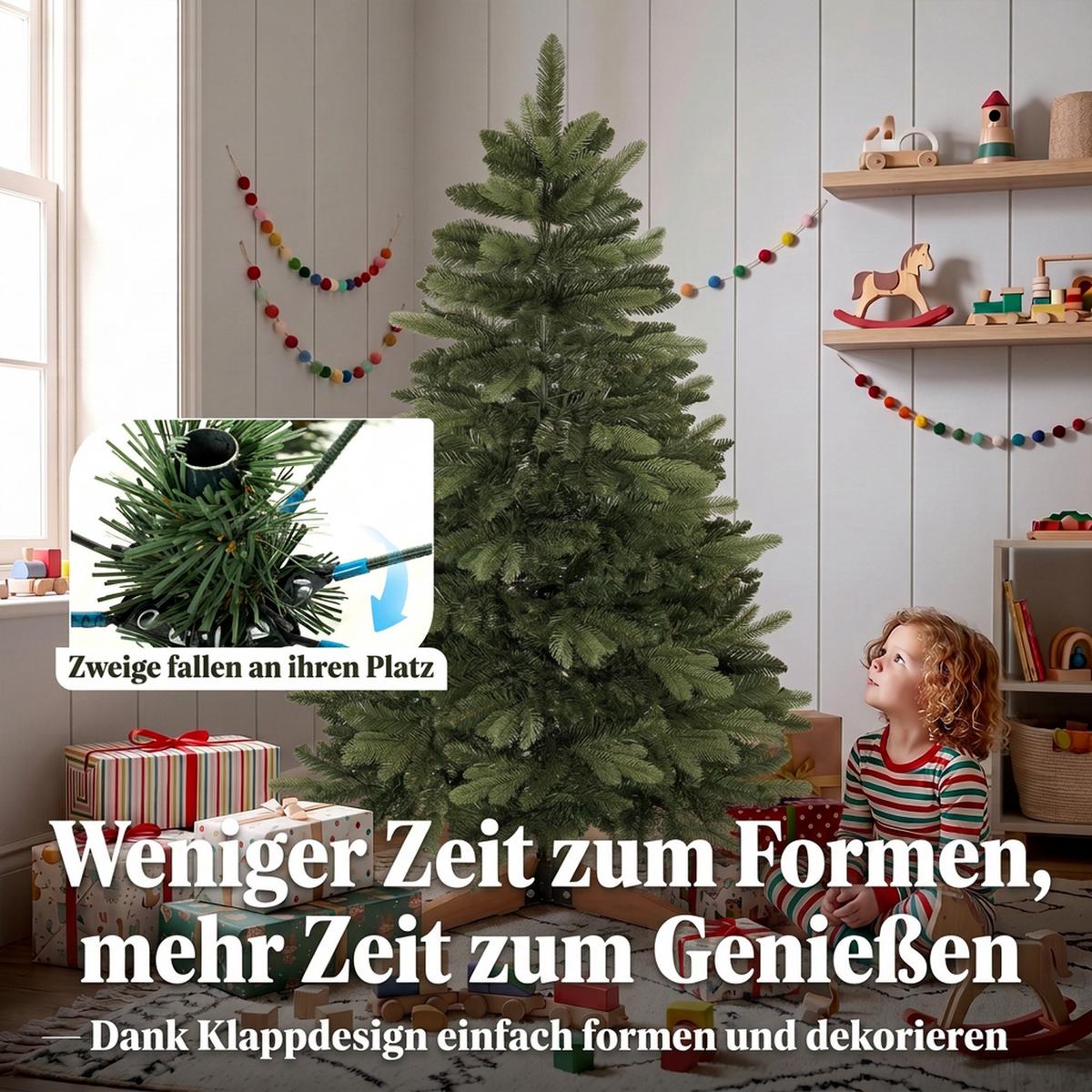 WEIHNACHTSBAUM PVC Stahl Grün - Grün, Kunststoff (150cm) - HOMCOM