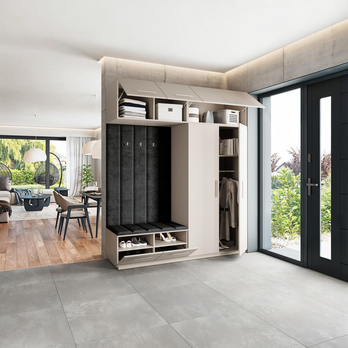 GARDEROBENSCHRANK REMA 200/240/60 cm Modern Kaschmir - Kaschmir/Schwarz, Holzwerkstoff (200/240/60cm) - MASSENO