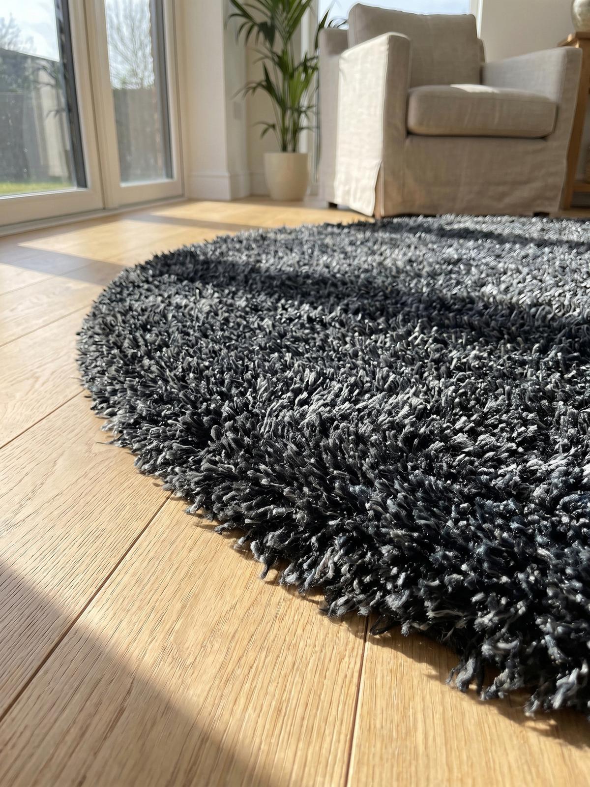 HOCHFLORTEPPICH SALZACH, einfarbig, aus Polypropylen, Anthrazit, Ø 80 cm - Anthrazit, Textil (80/80cm) - KADIMA DESIGN