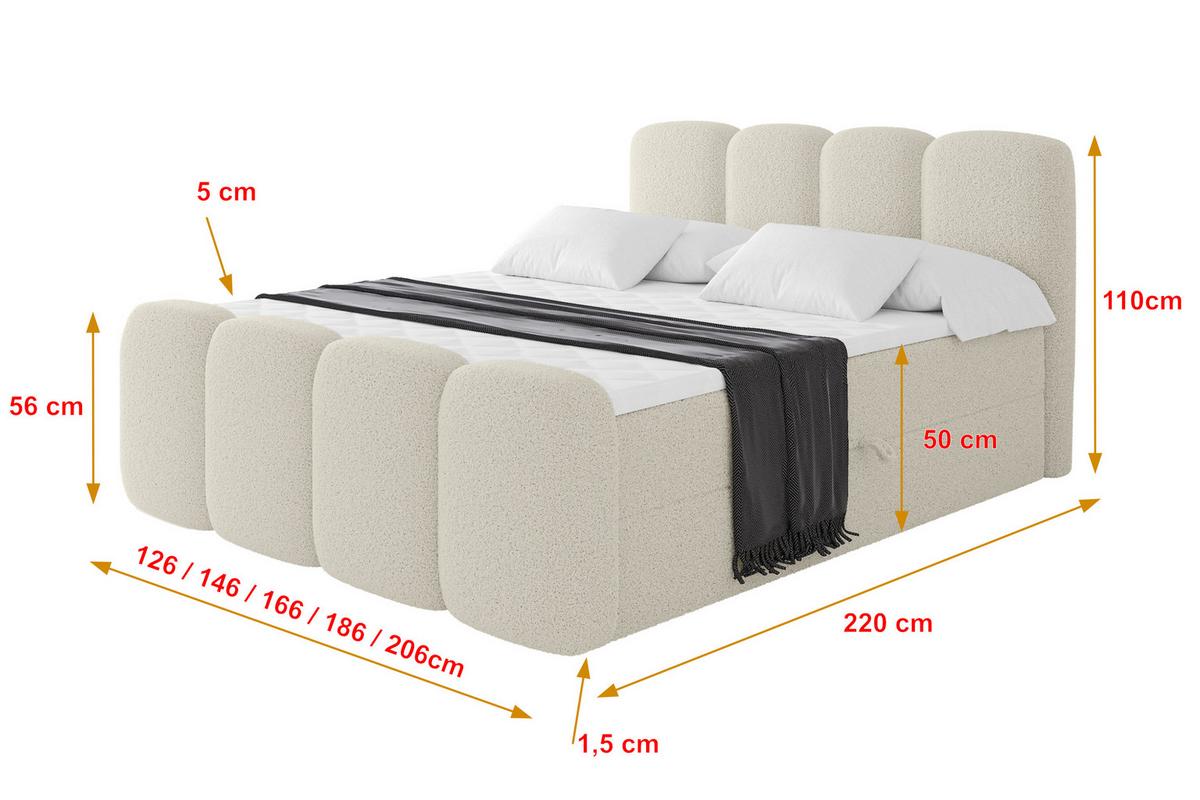 BOXBETT mit Matratze H4 und Lattenrost - NINA-Z - 160x200 cm Quelle - Beige - Sandfarben, Holzwerkstoff (160/200cm) - ALTDECOR