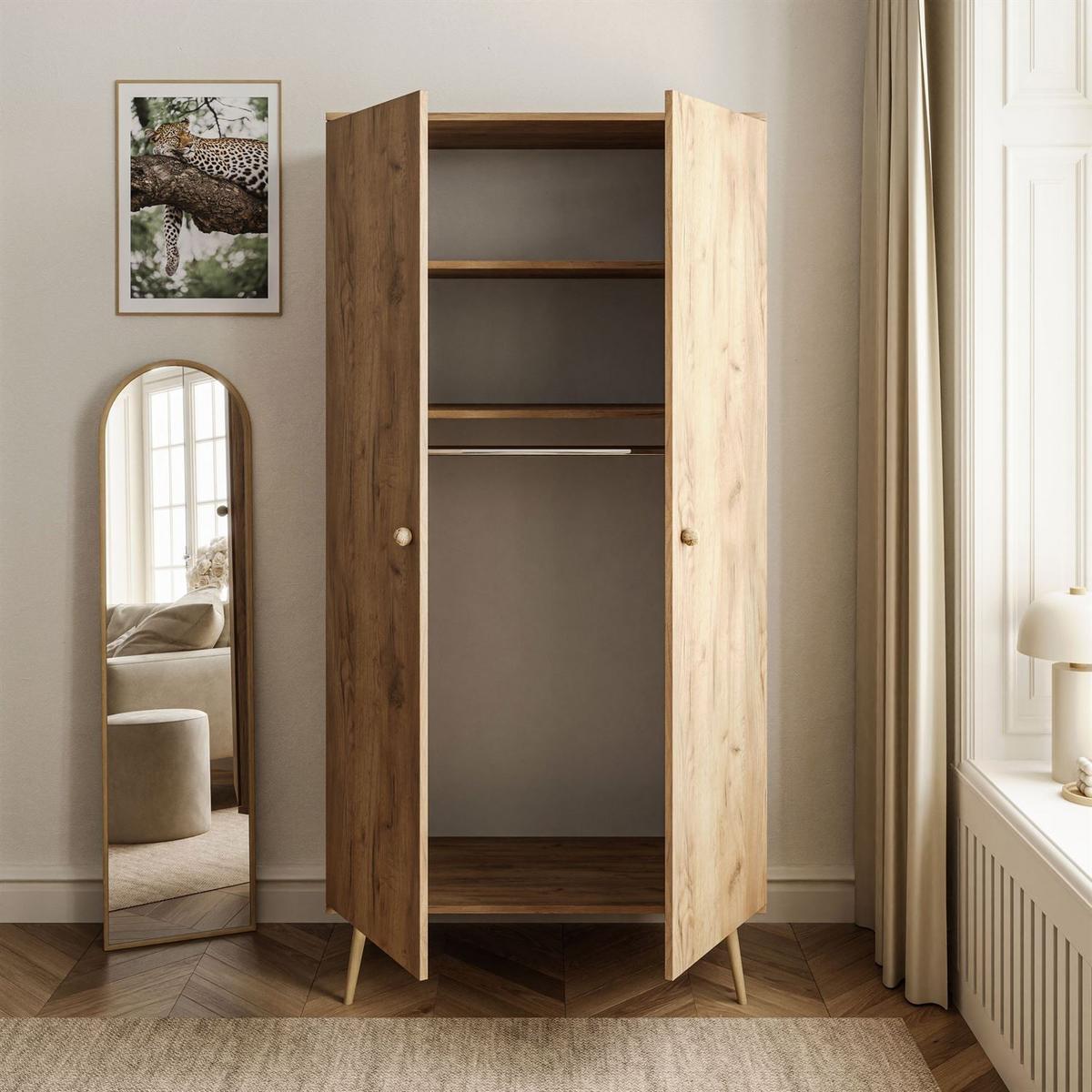 KLEIDERSCHRANK Zweitüriger HARMONY Craft Gold Eiche - Eichefarben, Holzwerkstoff (100/202/52cm) - Lookway