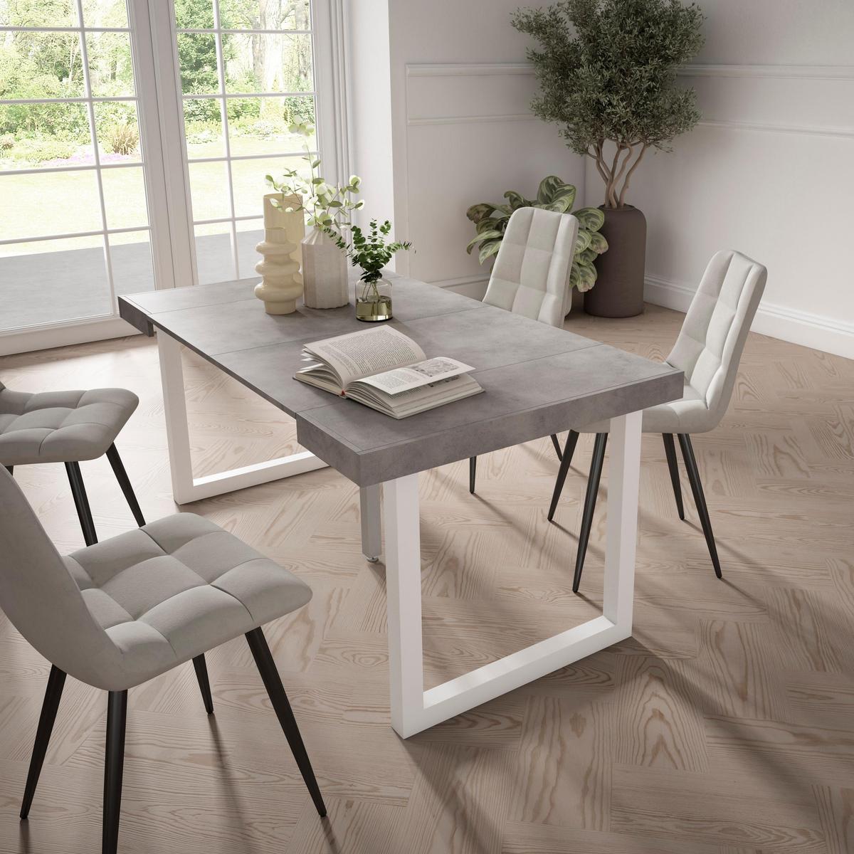 KONSOLENTISCH ausziehbar 58 bis 160cm, für 8 Gäste, zementgrau, 90/58/73cm - Grau, Holzwerkstoff (90/160/73cm) - Skraut Home