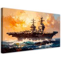 LEINWANDBILD Flugzeugträger auf See 100x50cm - Beige, Textil (100/50cm) - Feeby