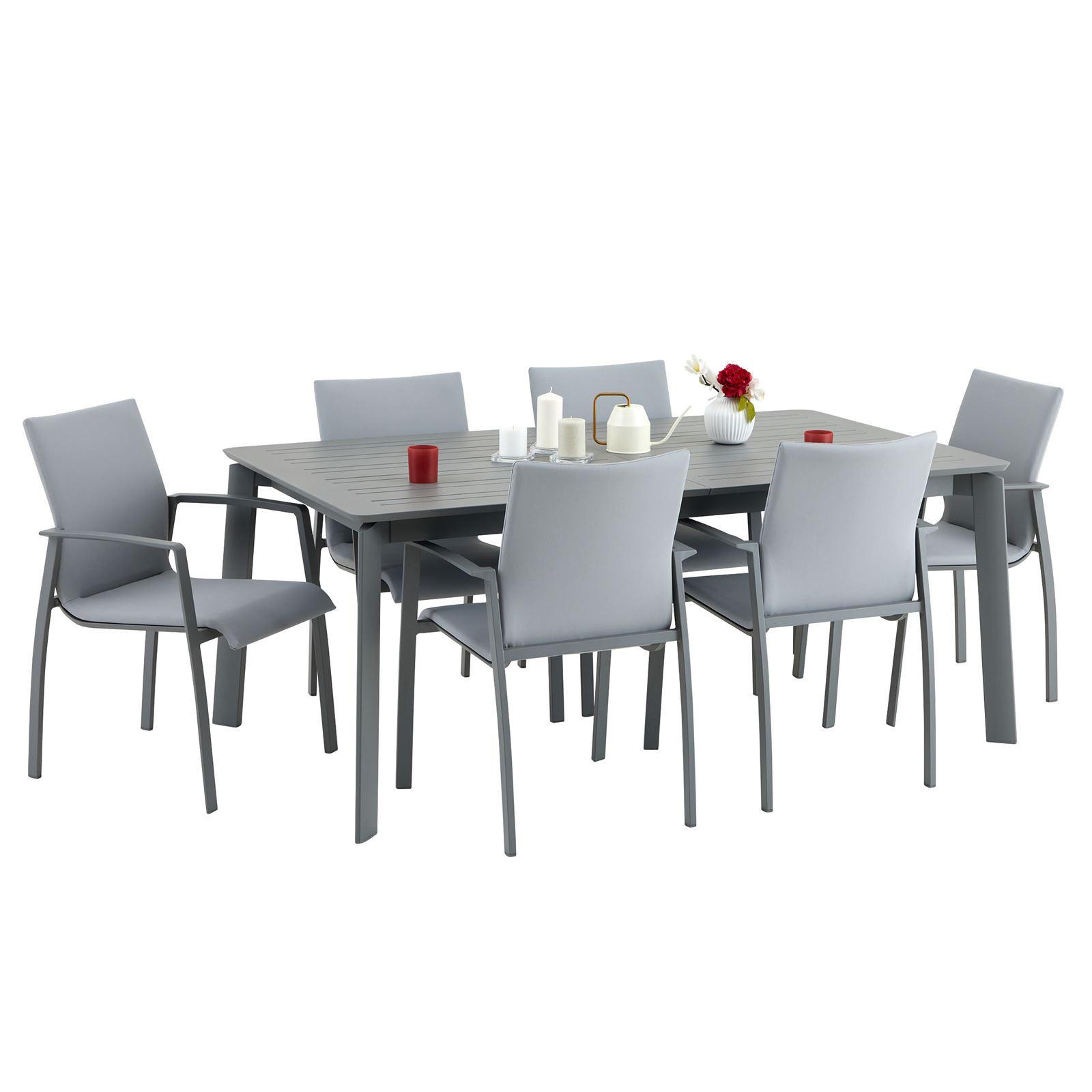 GARTENMÖBEL SET VERANO 7er Set grau/schwarz - Schwarz/Grau, Metall - IDIMEX