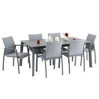GARTENMÖBEL SET VERANO 7er Set grau/schwarz - Schwarz/Grau, Metall - IDIMEX