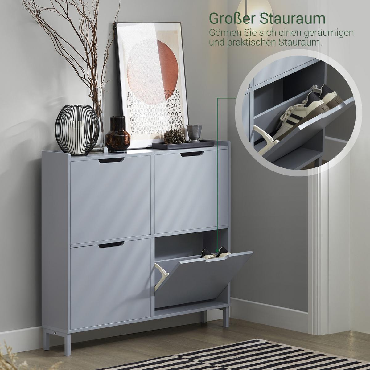 SCHUHSCHRANK Grau - Grau, Holzwerkstoff/Metall (100/91/19cm) - SoBuy