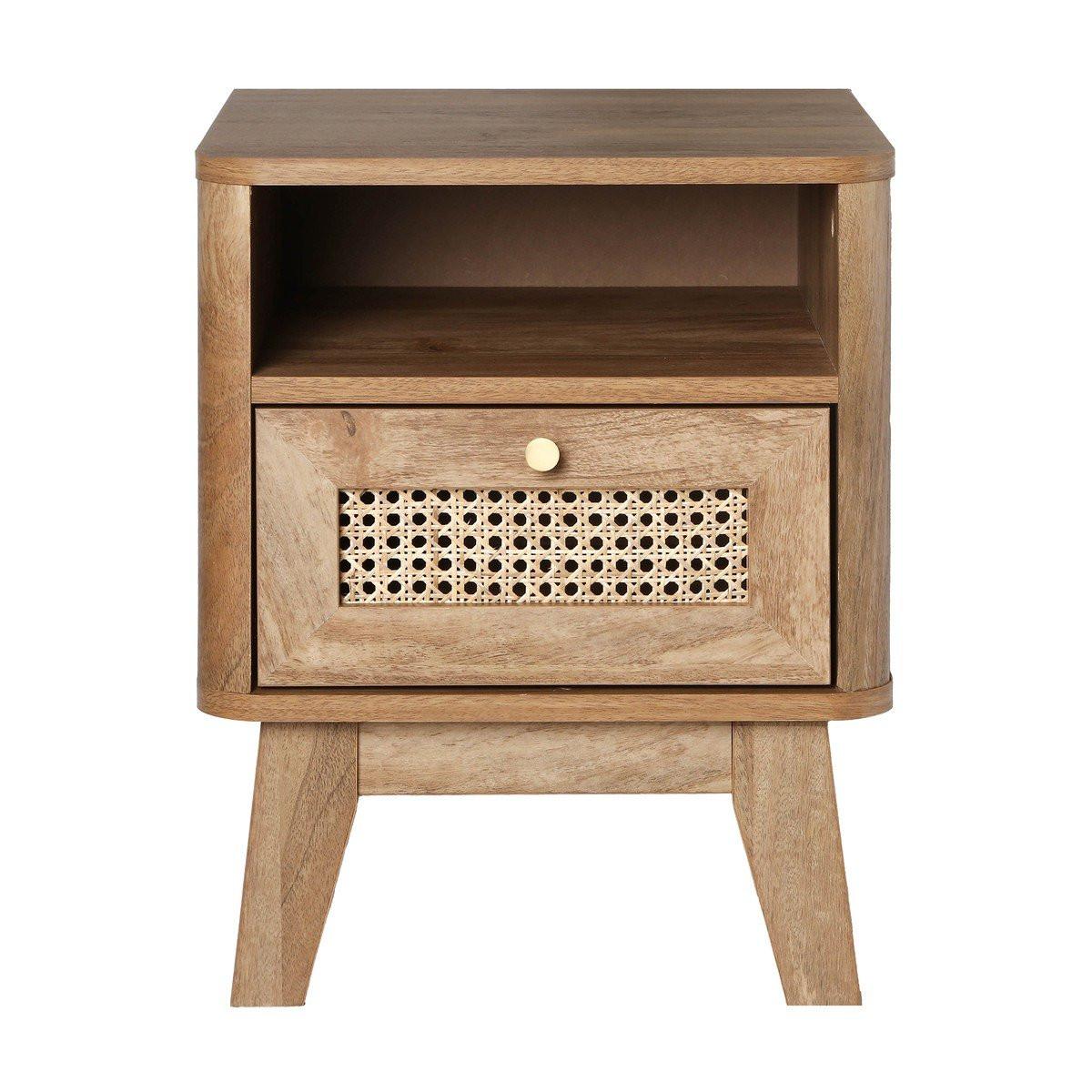 NACHTTISCH 1 schublade mit rattanfront und 1 fach palmo 39/39/49 cm - Apfelbaumfarben, Holzwerkstoff (39/49/39cm) - Calicosy