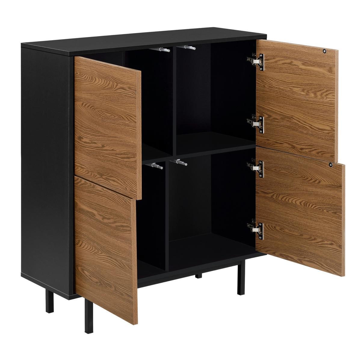 KOMMODE Gnosjö - Dunkelbraun/Schwarz, Holzwerkstoff/Metall (80/93/30cm) - [en.casa]