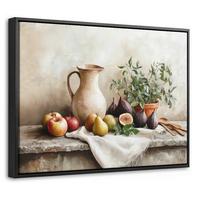 LEINWAND Bilder mit Rahmen - Obst - Kräuter - Ländlich - 40x30 - Naturfarben, Textil (40/30cm) - MuchoWow