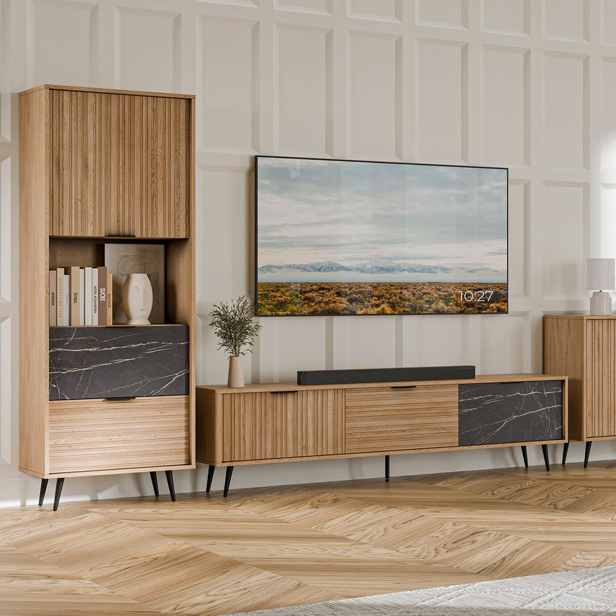 LUKA Holz und Schwarz - Schwarz, Holzwerkstoff (62.5/180/40cm) - Petits-meubles