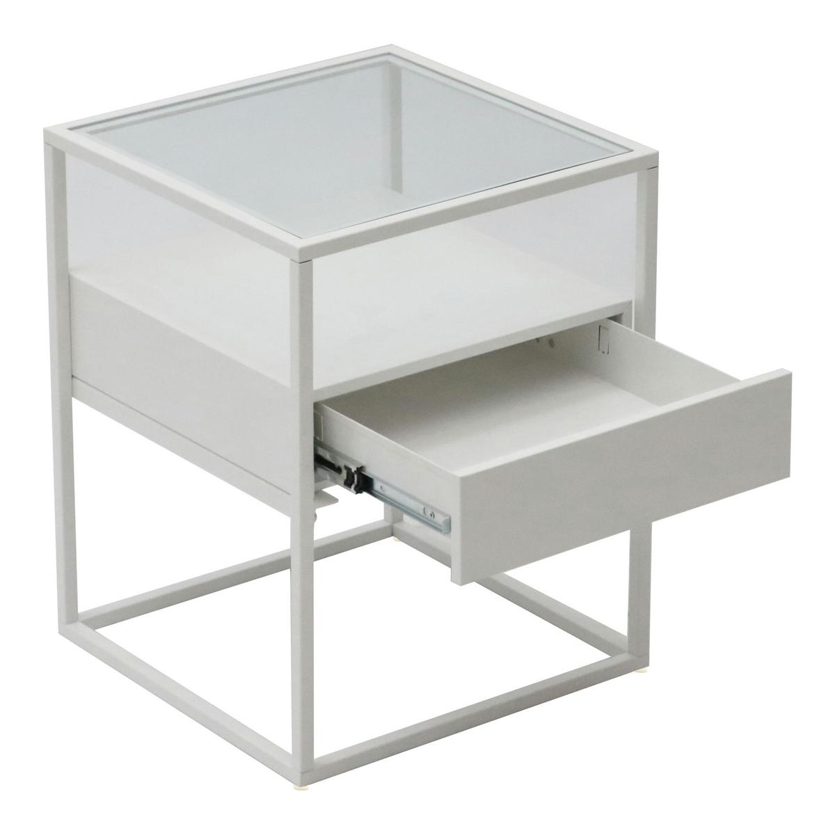 BEISTELLTISCH Vissenbjerg - Weiß, Metall (40/40/51cm) - [en.casa]
