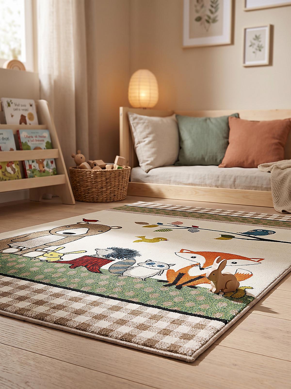 KINDERTEPPICH Kurzflor Karo CASOLA Polypropylen Creme 120 x 170 cm - Beige, Textil (120/170cm) - KADIMA DESIGN