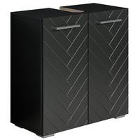 WASCHBECKENUNTERSCHRANK Jupiter 2 Türen Schwarz Fischgrät - 60 x 30 x 60 cm - Schwarz, Holz (60/60/30cm) - Badplaats