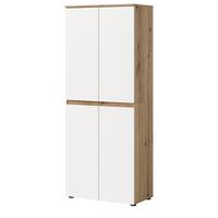 MEHRZWECKSCHRANK weiß, Evoke Eiche 70 x 175 cm, Stauraumschrank 4-türig mit 9 Fächern - Eichefarben/Schwarz, Holzwerkstoff/Kunststoff (70/175/37cm) - Inn.Furn