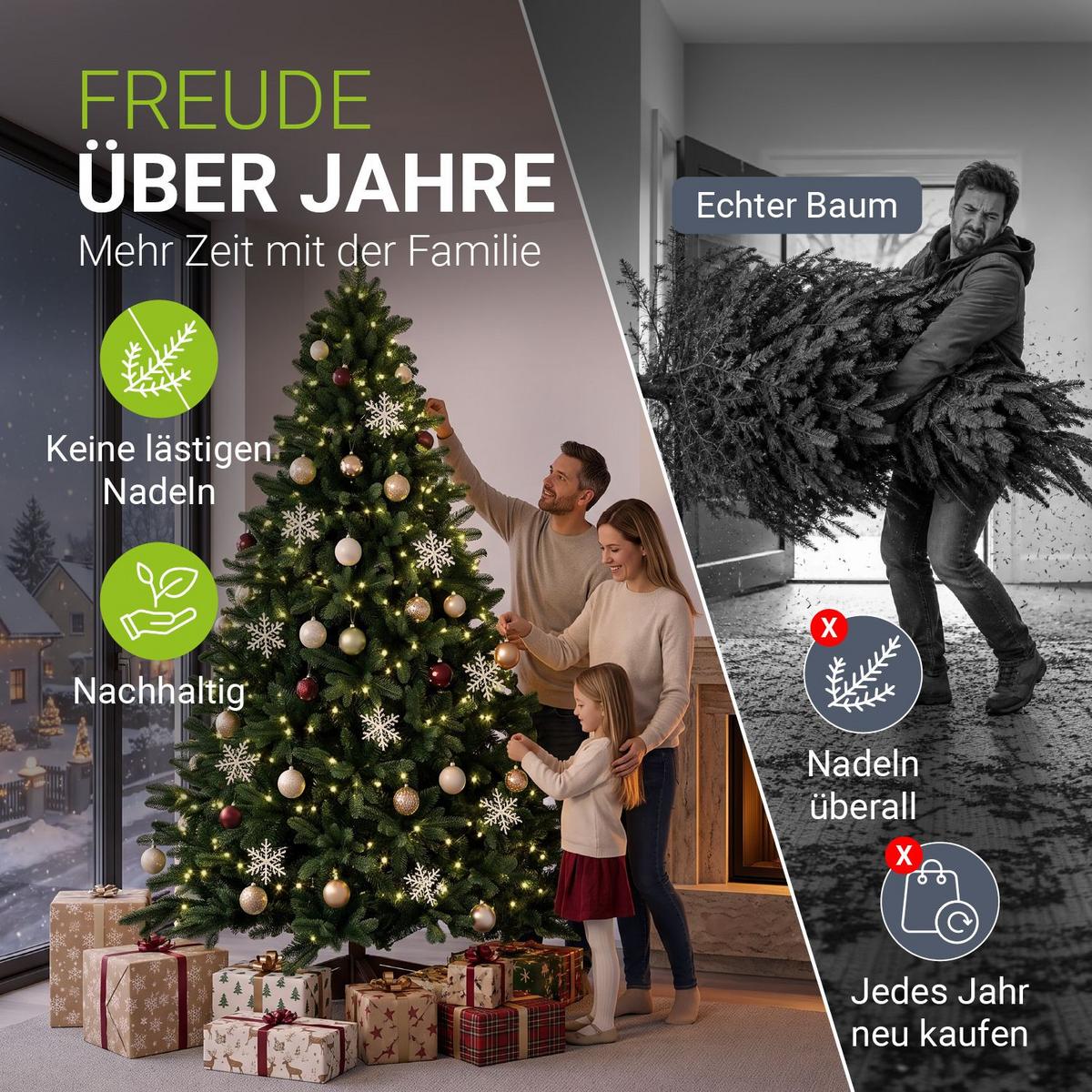 WEIHNACHTSBAUM Norvi grün 220cm - Grün, Kunststoff (220cm) - Juskys