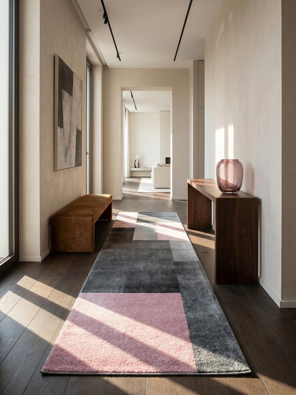 TEPPICH Kurzflor SOLDA in Rosa, kariert, 80 x 250 cm - Rosa, Textil (80/250cm) - KADIMA DESIGN
