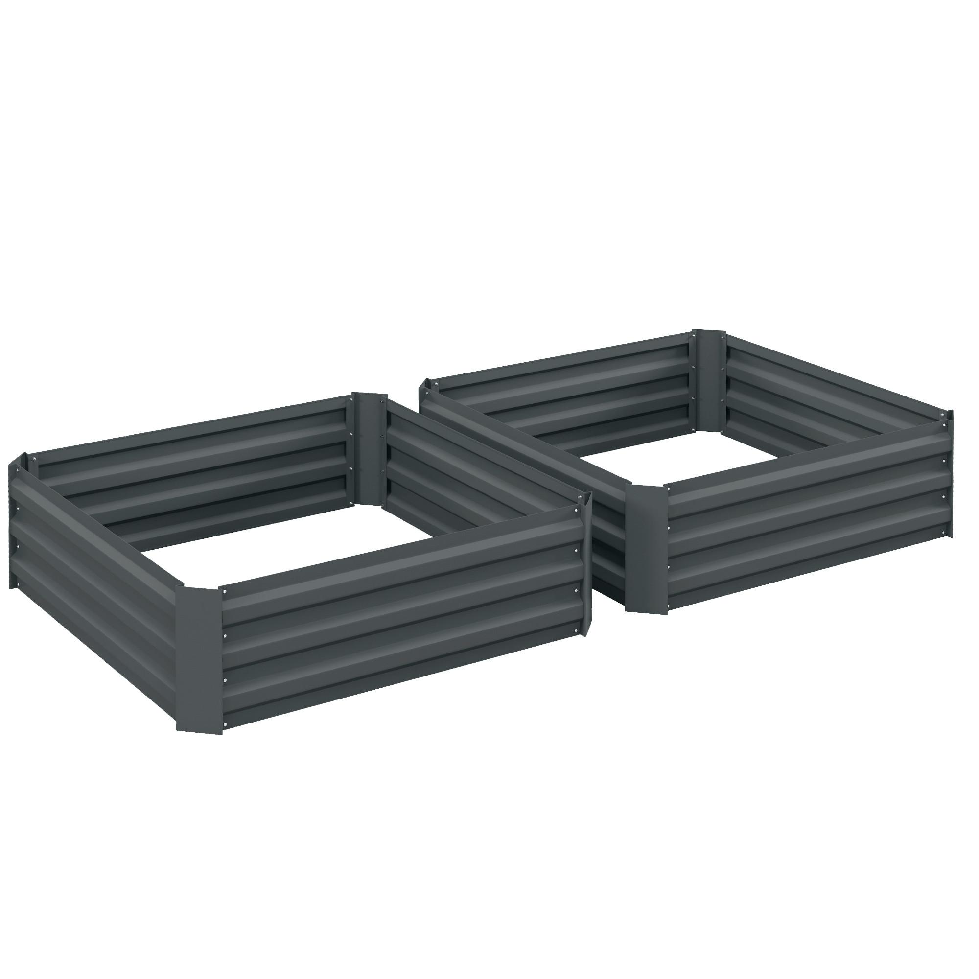 HOCHBEET 2er-Set aus Stahl - Dunkelgrau, Metall (100/30/100cm) - Outsunny