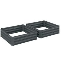 HOCHBEET 2er-Set aus Stahl - Dunkelgrau, Metall (100/30/100cm) - Outsunny