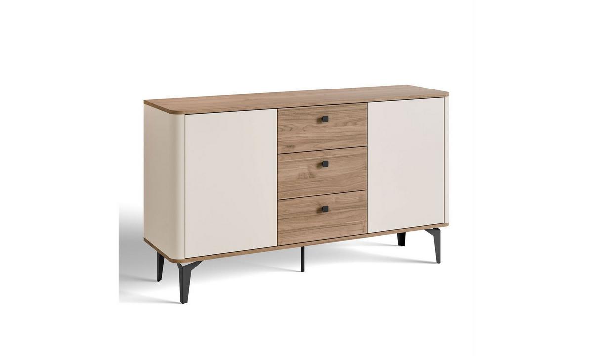 KOMMODE MOCHA 140/40/81 cm 2 Türen 3 Schubladen Kaschmir/Nussbaum Royal - Kaschmir/Schwarz, Holzwerkstoff/Kunststoff (140/81/40cm) - Lookway