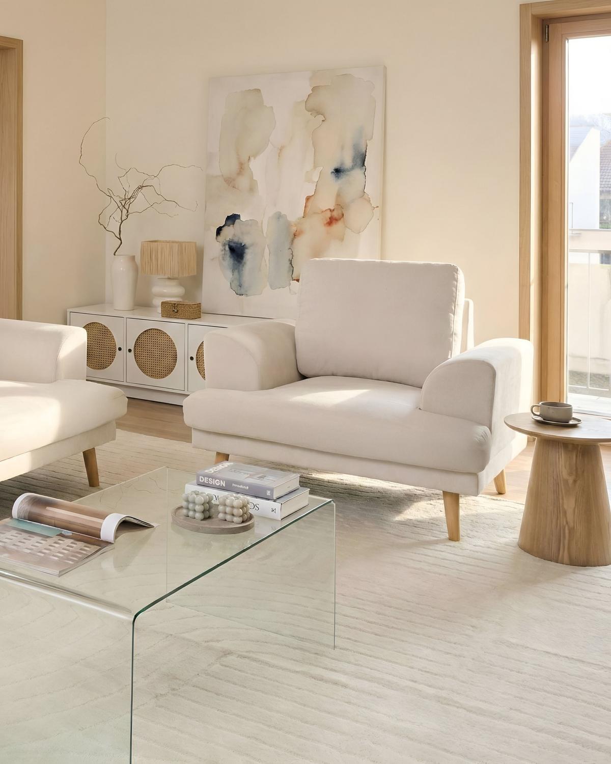 SESSEL Stoff Hellbeige Kildal - Beige, Textil (114/90/96cm) - Beliani