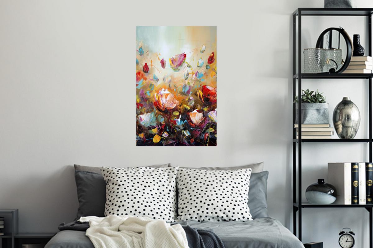 WANDTATTOO Blumen - Kunst - Natur - Ölgemälde Wandbild 40x60 cm - Multicolor, Kunststoff (40/60/0.1cm) - MuchoWow