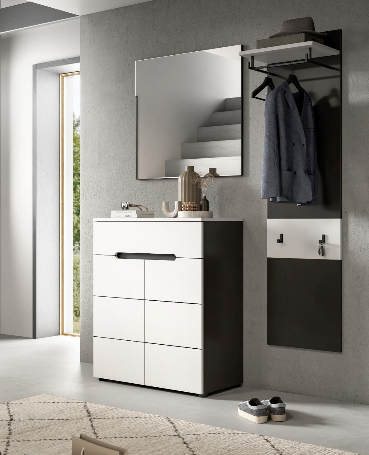 GARDEROBENPANEEL in grau, weiß, Wandgarderobe 45 x 165 cm, Cooper - Weiß/Grau, Holzwerkstoff/Metall (45/165/29cm) - Inn.Furn